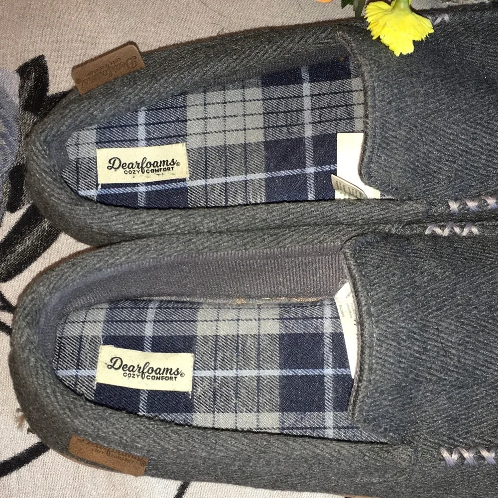 dearfoams Gray Herringbone Slip-On Loafers